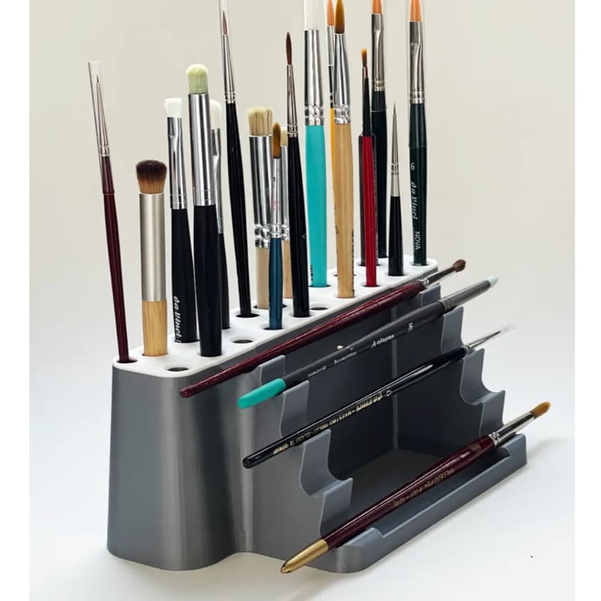 Organizador de Pincéis com Compartimento para Água - Organização Prática e Funcional em 3D