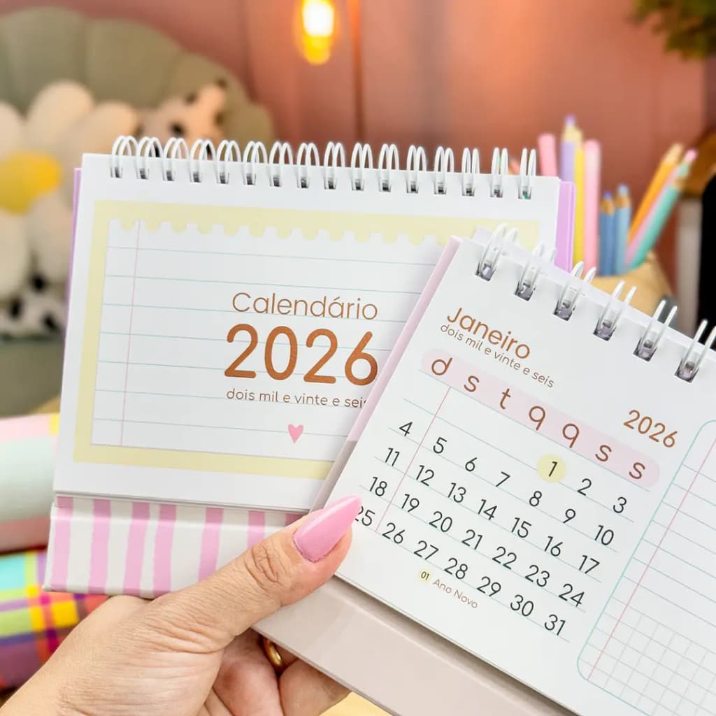 Calendário de Mesa 2026 Personalizado 10x15cm