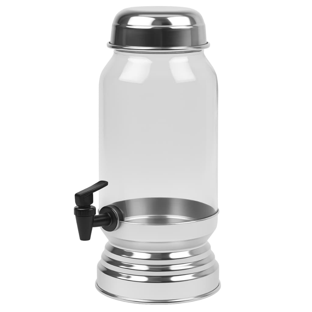 Suqueira Vidro Tampa Base Torneira Aluminio Resistente Escovada Festa Agua Saborizada Decor