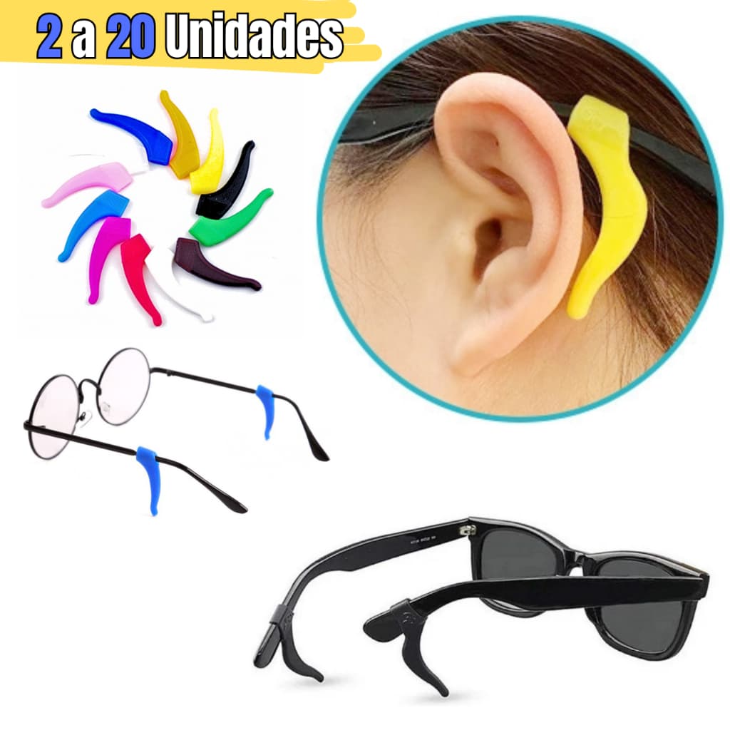 Kit 2/4/6/8/10/20 Un Suporte Antiderrapante Silicone Óculos Sol Grau Acessório Preto Transparentes