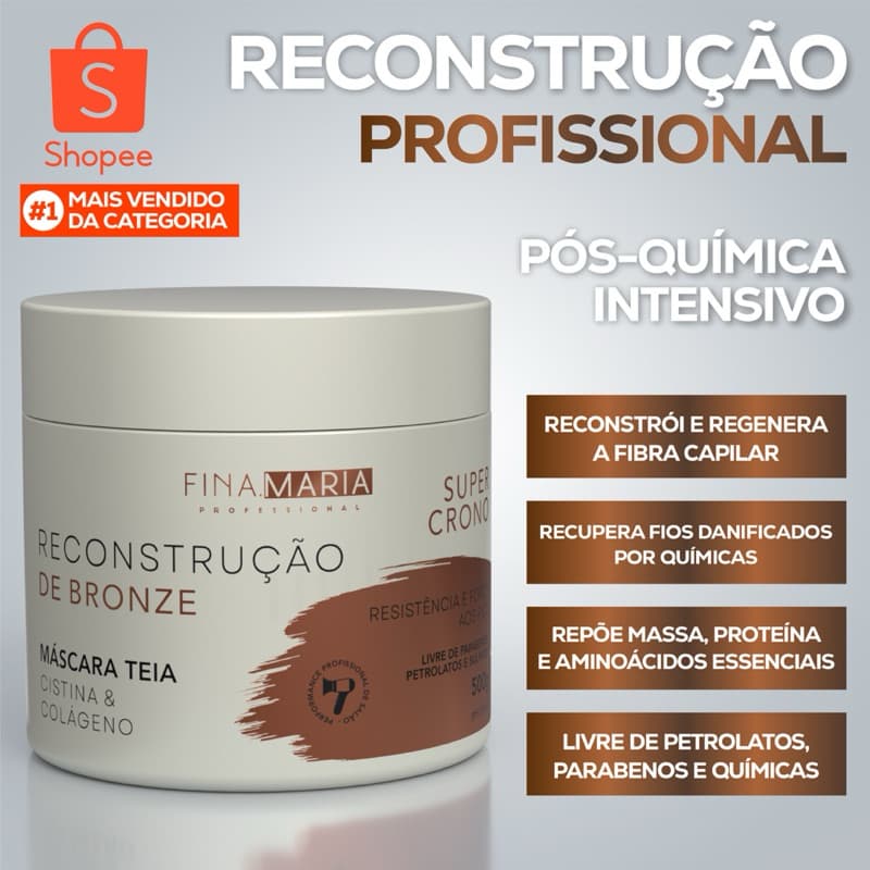 MEGA RECONSTRUÇÃO EFEITO TEIA BRONZE - TRATAMENTO PARA FIOS DANIFICADOS - FINA.MARIA PROFESSIONAL