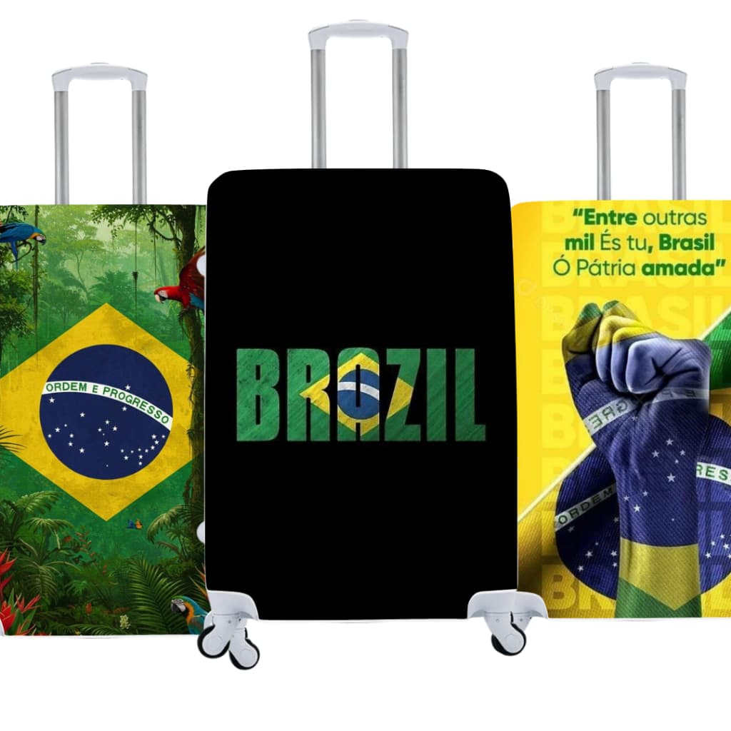 Capa de Mala Personalizada Bandeira do Brasil Estilo e Proteção Para Suas Viagens