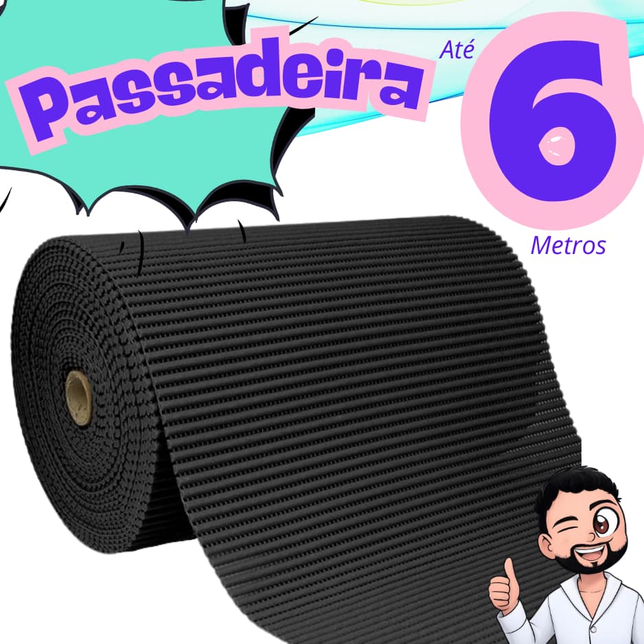 Passadeira Emborrachada Antiderrapante Soft 43cm De Largura Tapete por Metro Cozinha Banheiro Lanvan