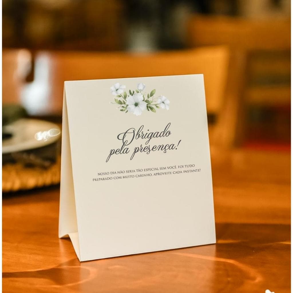 Cartão Display de Mesa Personalizado – Agradecimento para Eventos, Casamentos e Festas