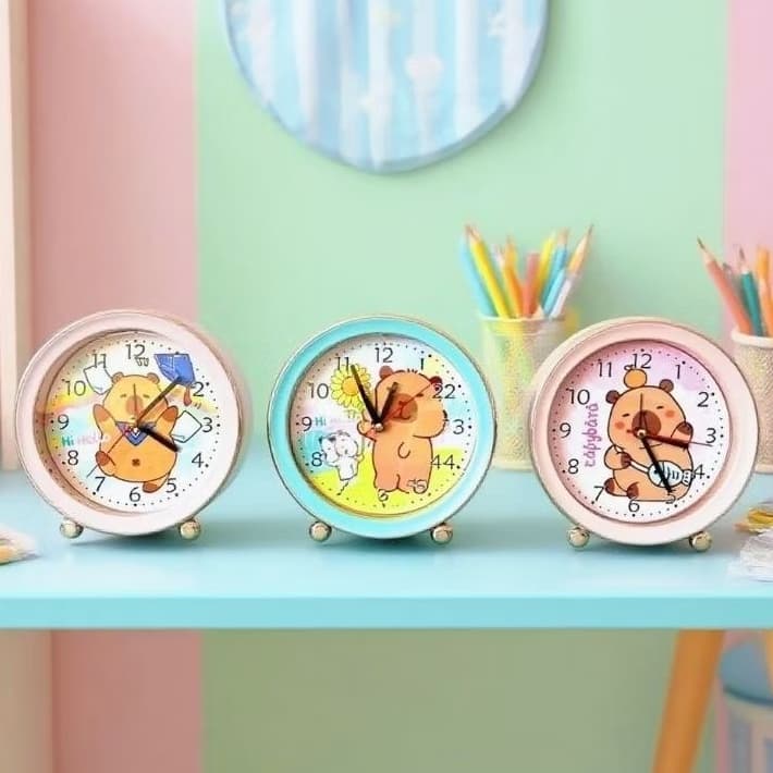 Relógio de Mesa Redondo Capivara 15,5cm – Despertador Compacto e Charmoso