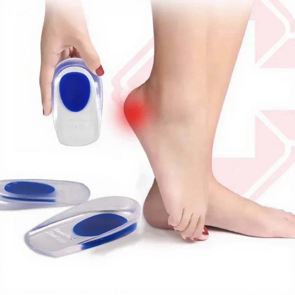 Kit 2, 3 ou 5 Palmilhas Ortopédica de Silicone Gel Confortável para Esporão no Calcanhar, Calcanheira Relaxante Transpar