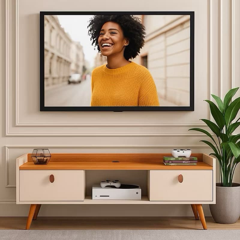 Rack Bancada com pés 1.20 Life e Vegas 0.90 com 2 Portas ou 1.5 cm Moderno Parede TV Até 50Pol