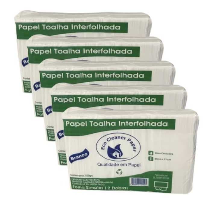 Papel Toalha Interfolha 2 Dobras Branco Kit 4 Pacotes  Higiene limpeza .
