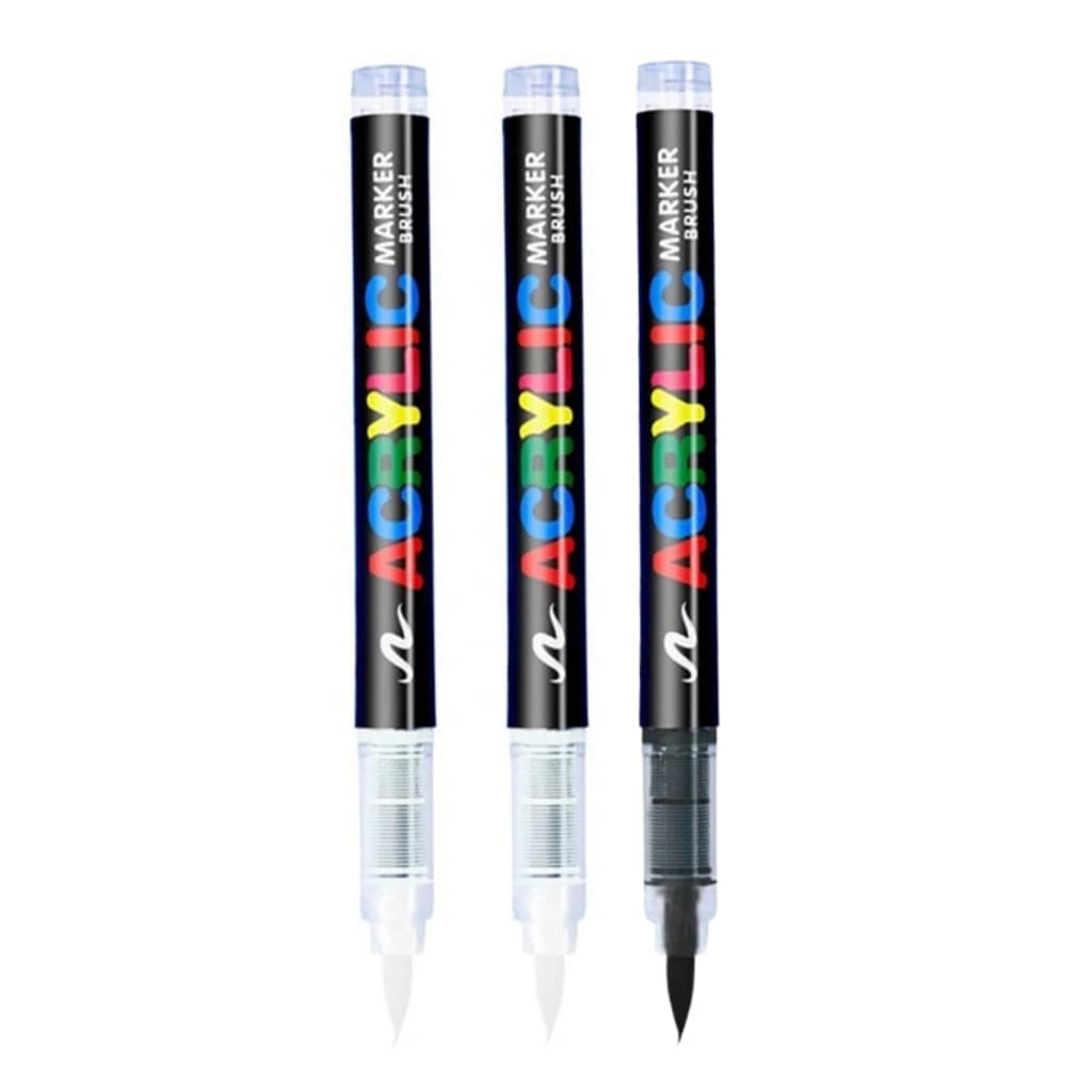 Caneta Acrílica Branca OU Preta Unitária ou Kit Pincel Brush Marcador Permanente  Tecidos Cerâmica