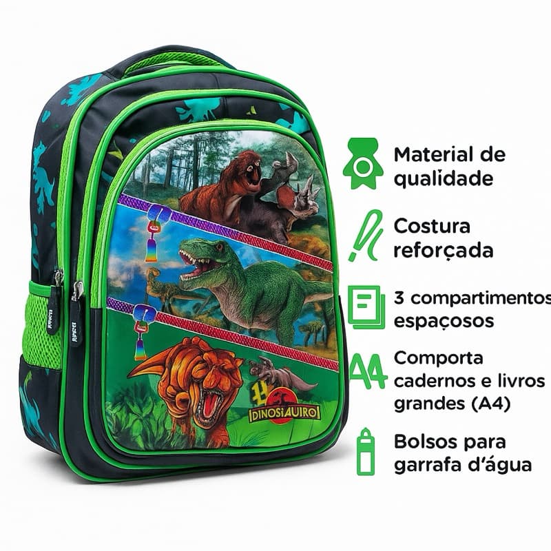 Mochila Escolar Infantil Menino Carros Premium | Impermeável, Resistente e Grande para Volta às Aulas