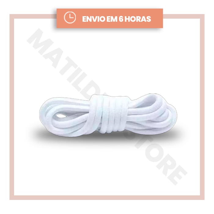 Cadarço Grosso Redondo Branco – 1 Par p/ Bota Coturno Tênis Skate