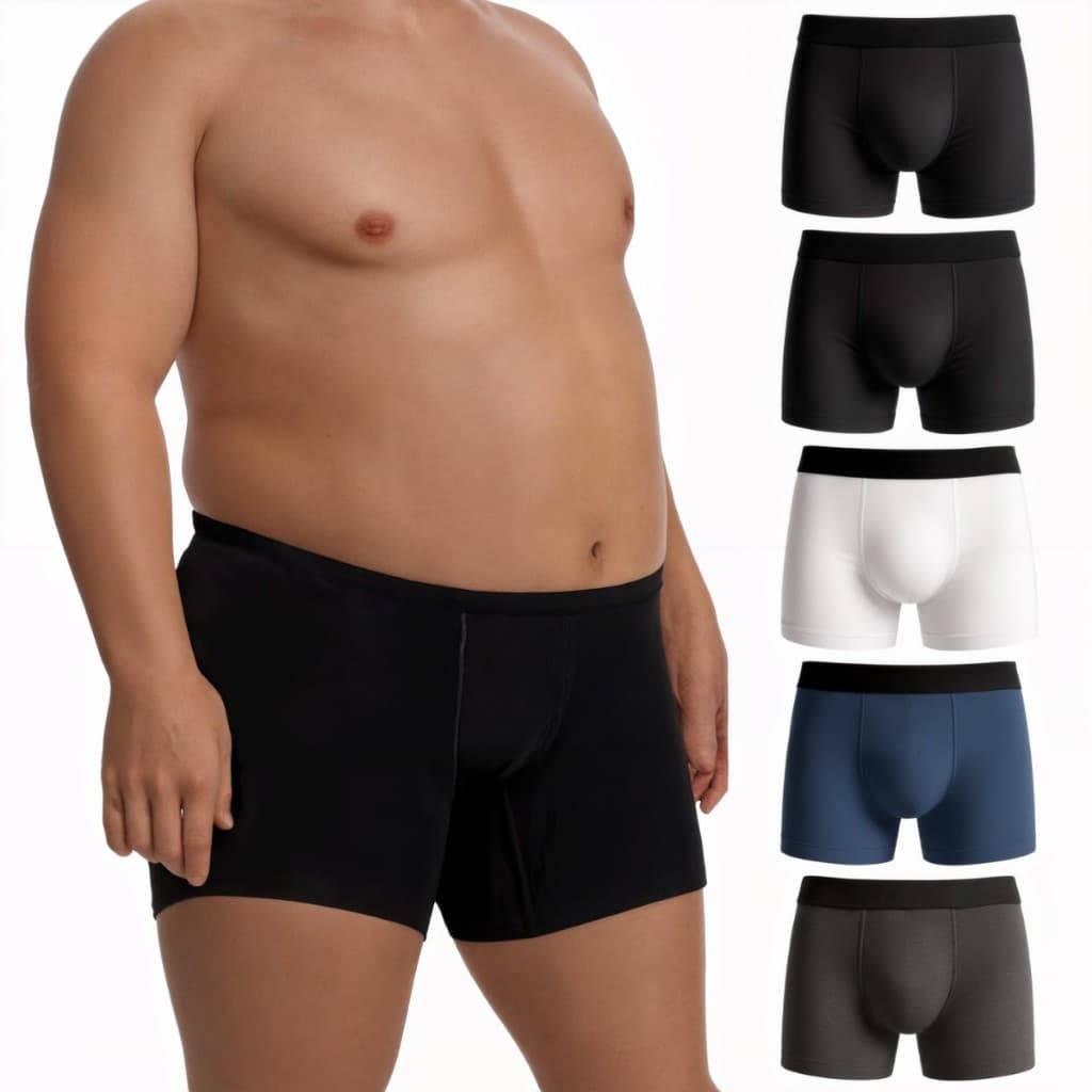 Kit 5 Cuecas Boxer Plus Size Masculina Algodão Anti-Cofrinho Confortável