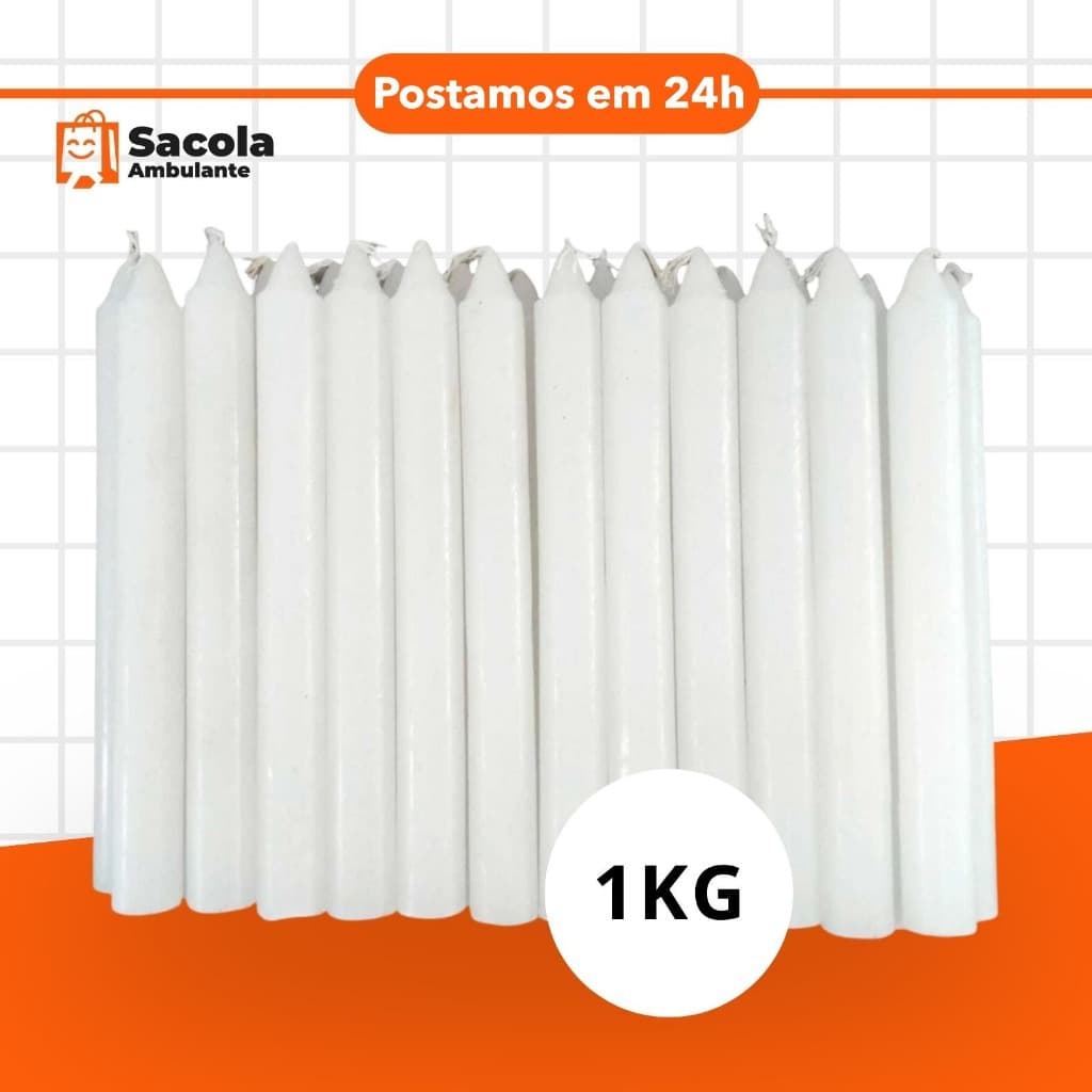 01 Kg Vela Branca Palito 18cm Atacado Fabrica Vela Grossa