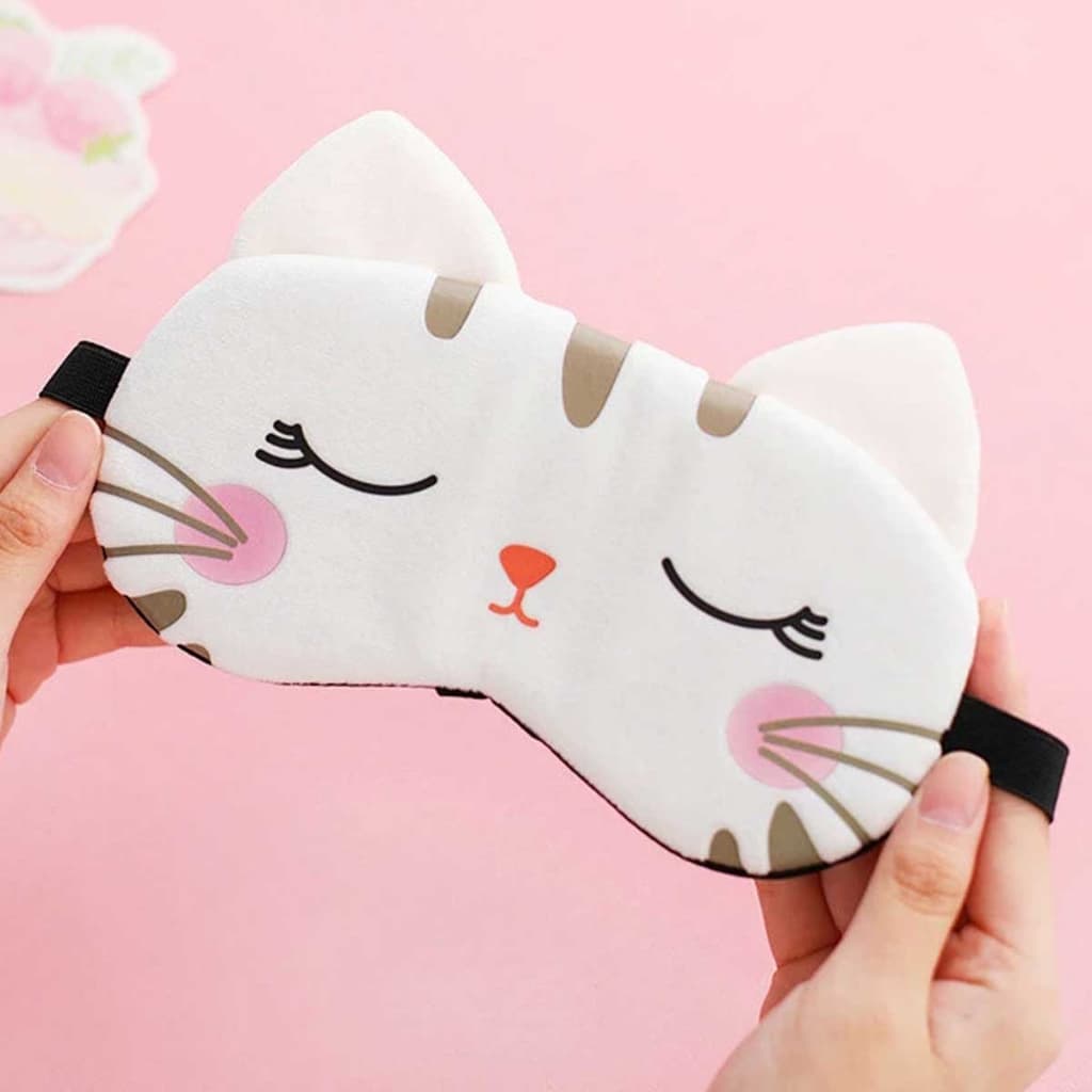 Máscara De Dormir Tapa Olhos Descanso Bolsa Gel Gato Gatinho Para Adultos e Crianças - Gato