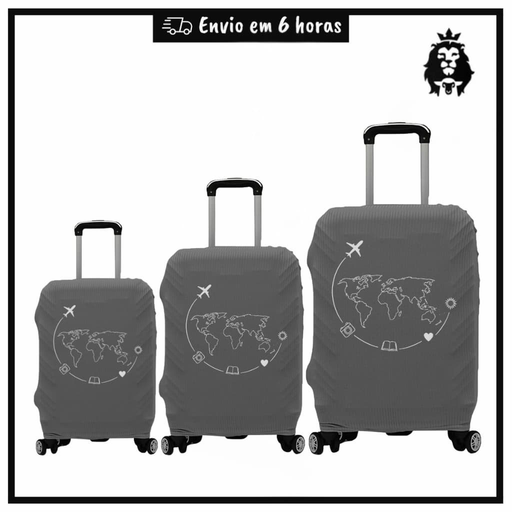 Kit 3 Capas Protetora De Mala De Viagem 10kg a 23kg Estampada Tecido Canelado Promoção