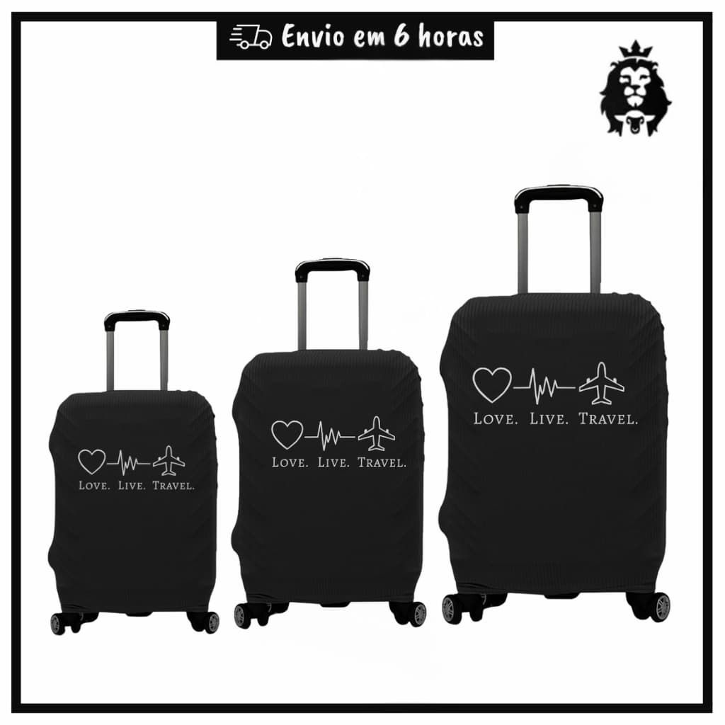 Kit 3 Capas Protetora De Mala De Viagem 10kg a 23kg Estampada Tecido Canelado Promoção