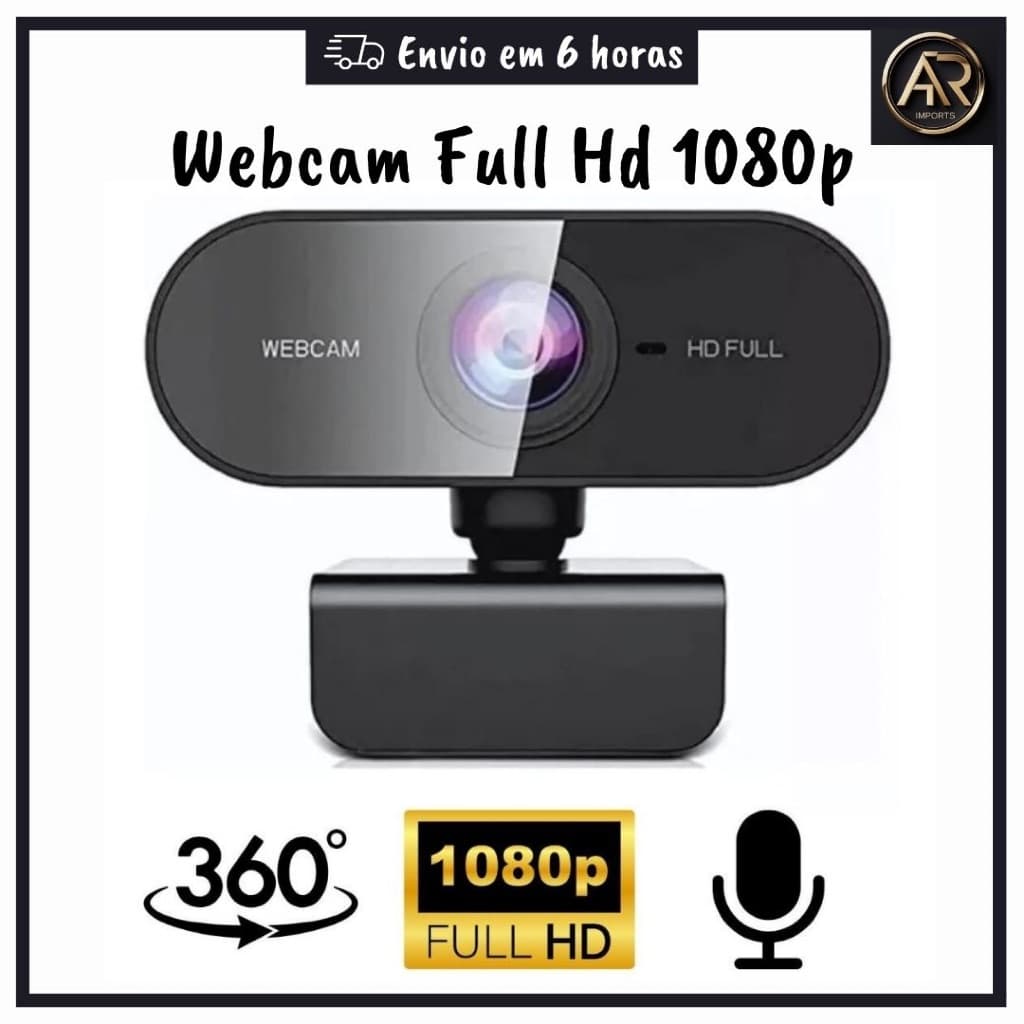 Webcam Full Hd 1080p Microfone Pc Notebook Home Office Nova Pronta Entrega + NF-e