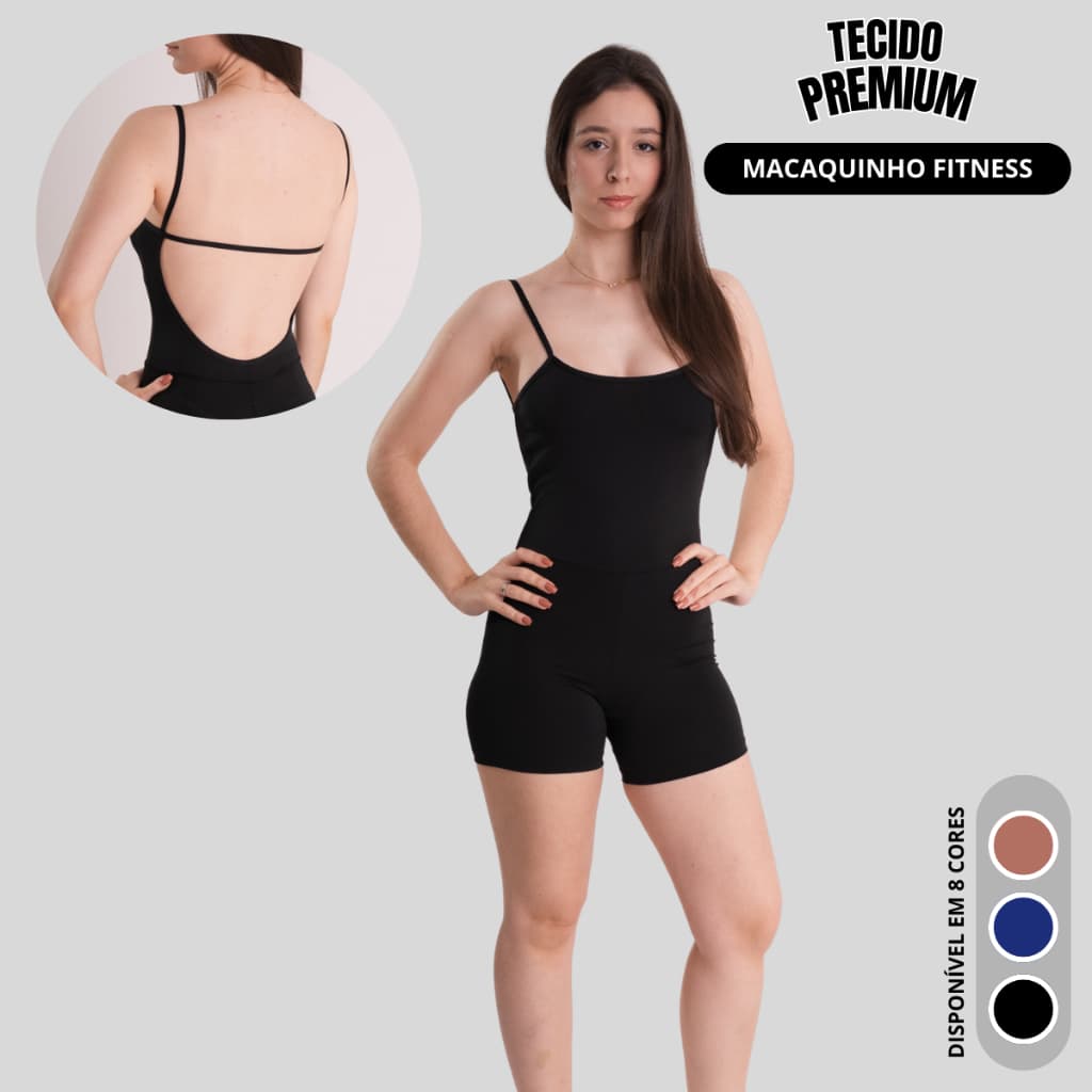 Macaquinho Fitness Blackout Alcinha Slim Sem Transparência Academia