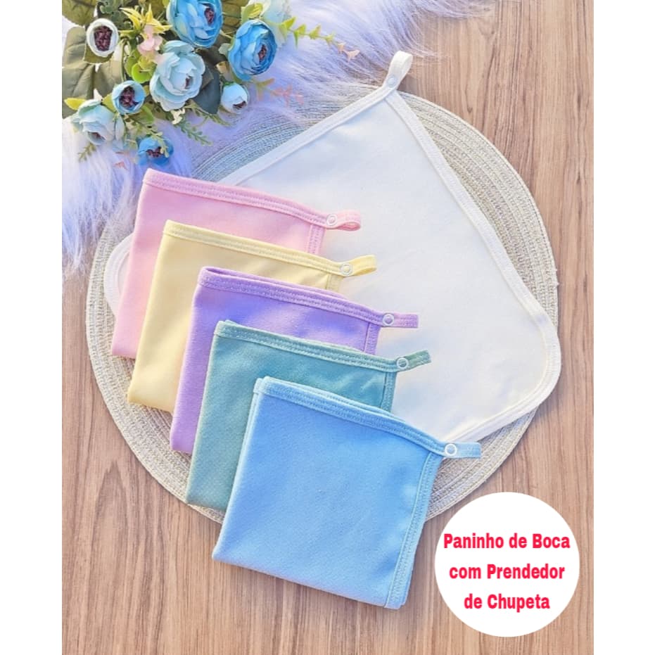 PANINHO DE BOCA EM MALHA PARA BEBÊ 100% ALGODÃO 4 PEÇAS ENXOVAL MATERNIDADE