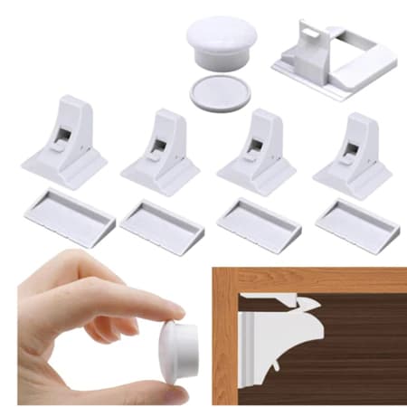 Kit 04 Fechaduras Para Móveis De Porta De Armário De Gaveta Com Ímã Magnético Prendedor Dupla Face Doméstico Invisível S