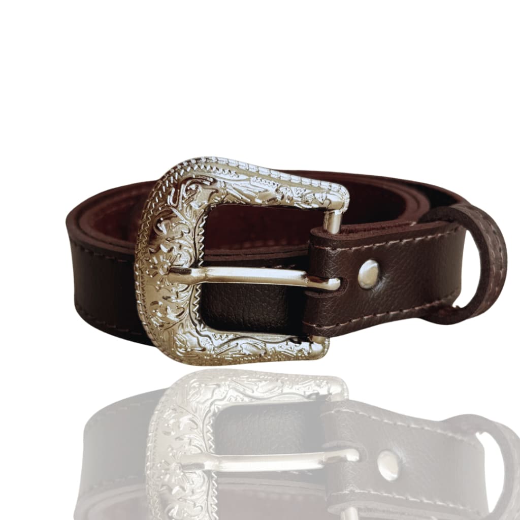Cinto Infantil Western Marrom Grande Lançamento Fivela Prateada Estilo Country unisex