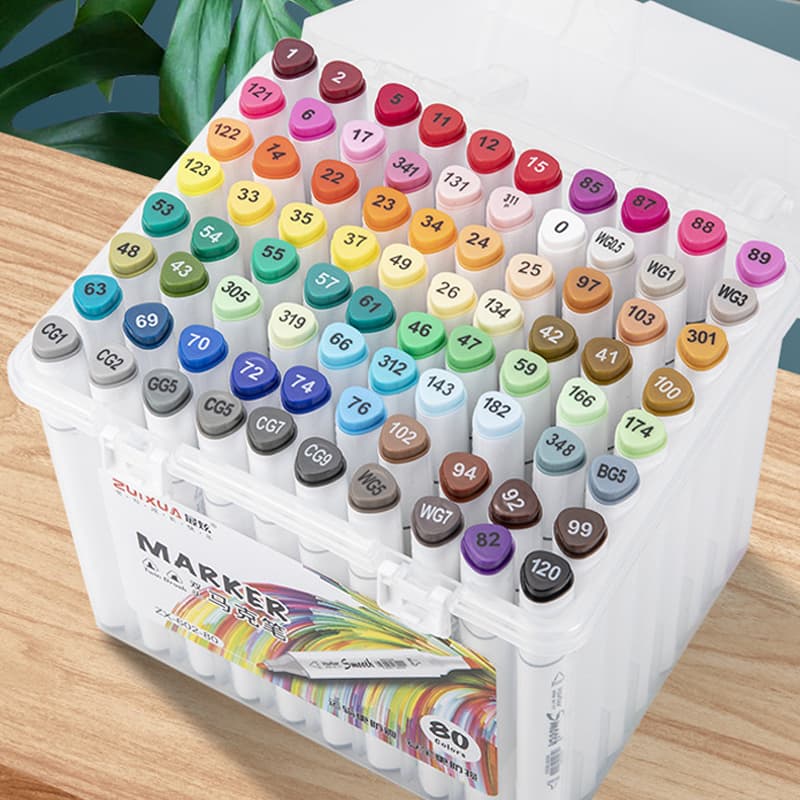 Kit 60/80/120 Cores Caneta Marcadora 2 em 1 - Ponta Dupla e Pincel, À Prova D'água para Lettering e Arte