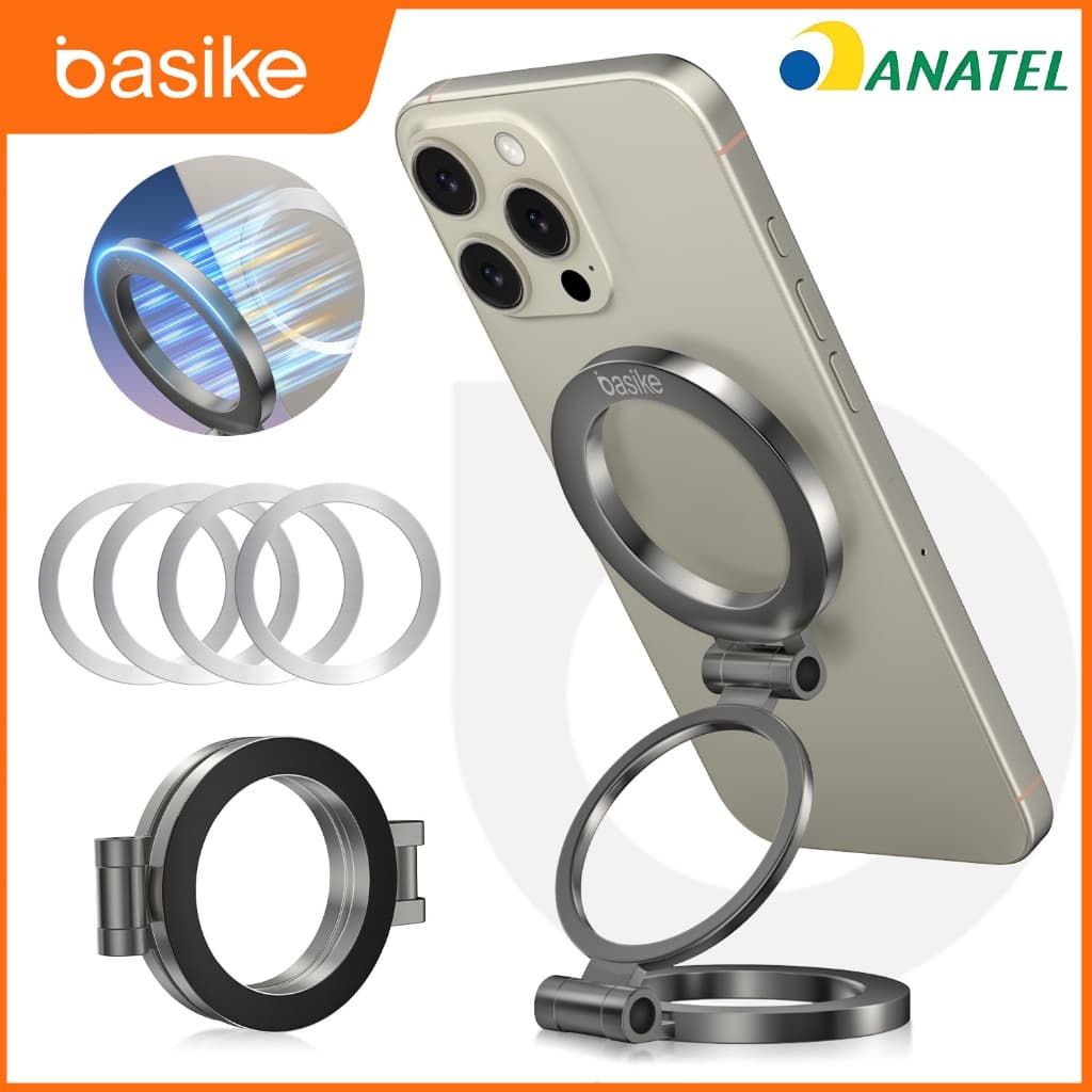 Basike Suporte Magnético Carro e Casa - Dupla Face, 360° Rotativo, Super Forte para Parede, Escritório, Viagem e Academi