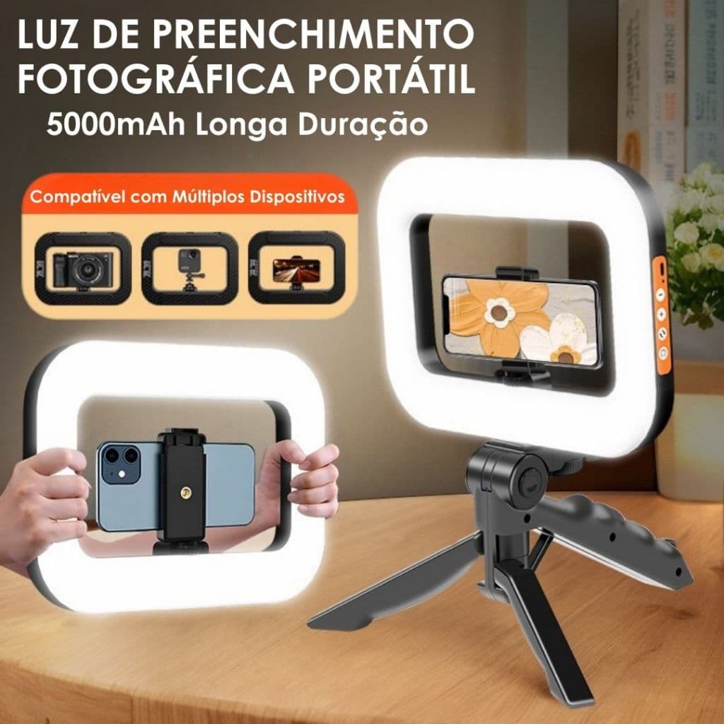 Ring Light para Celular e Câmera – Tripé Ring Light com Controle Bluetooth, Ring Light Profissional RGB