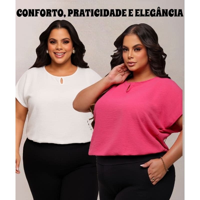 Blusa Linda Feminina Soltinha Confortável Linda Plus Size Duna Cores Lisas Diversas