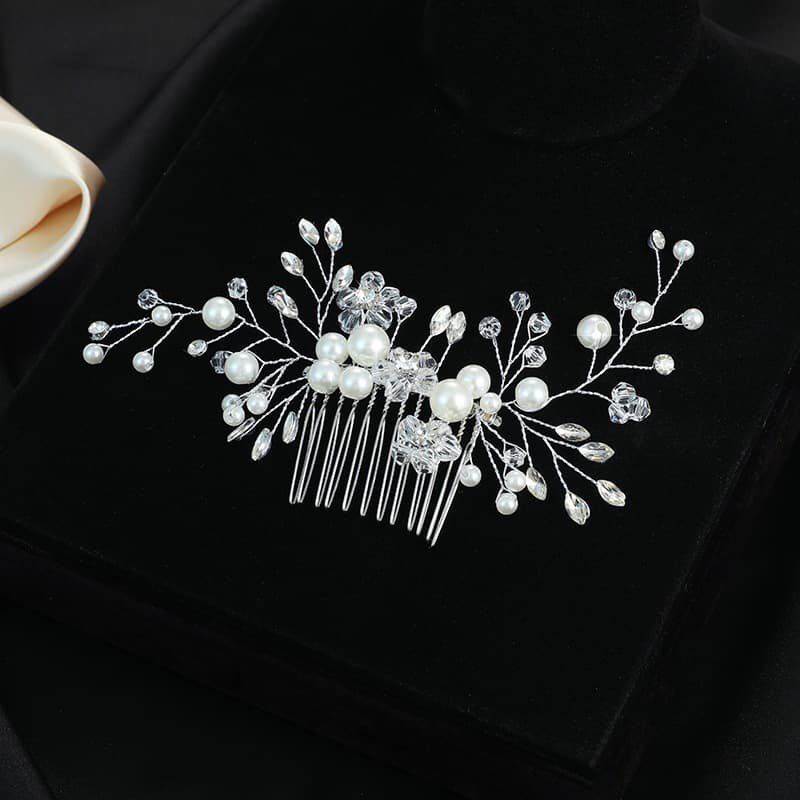 Vestido de noiva pérola grampo de cabelo cocar cristal flor luz luxo pente de cabelo acessórios bandana