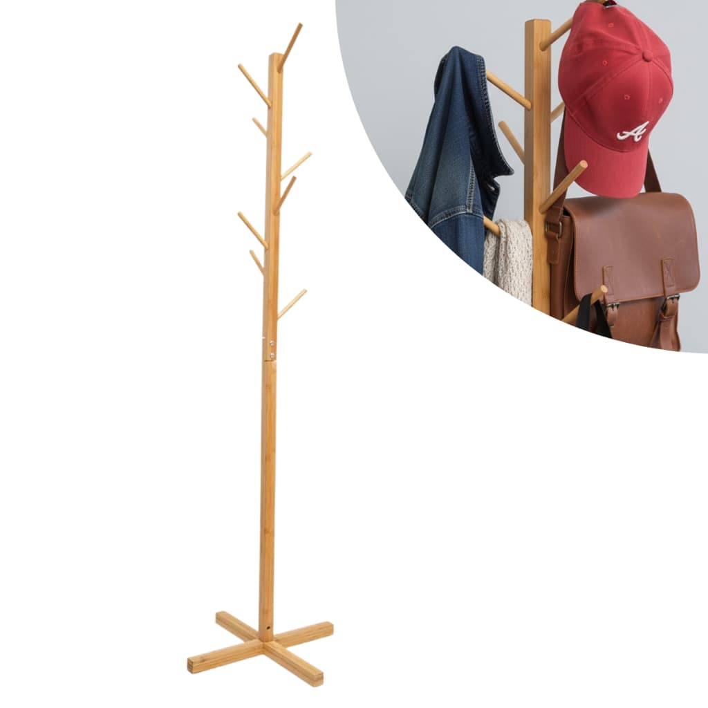 Mancebo Cabideiro Bambu Chão Arara Roupas Prateleira 158cm