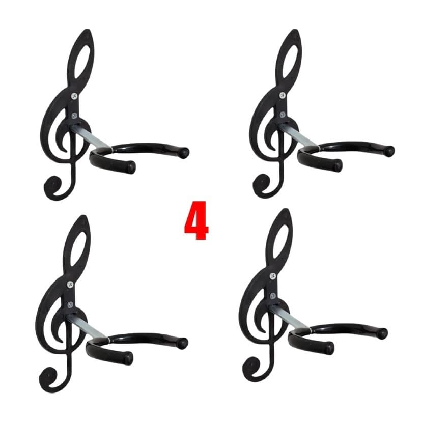 Kit 4 Suportes de Parede para Violão, Guitarra, Ukulele, Baixo e Viola – Design Clave de Sol