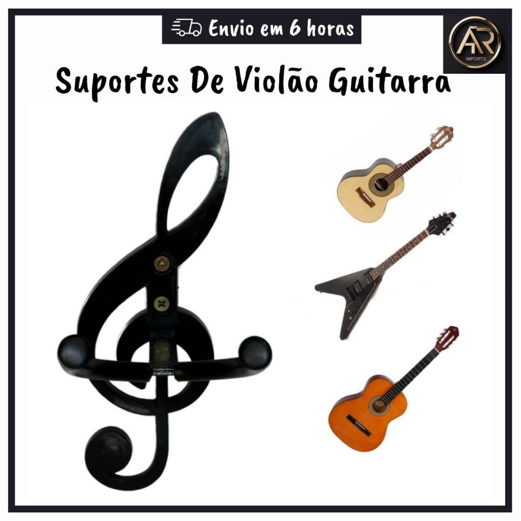 Suportes De Violão PRETO Parede Guitarra Baixo Cavaquinho Viola Ukulele