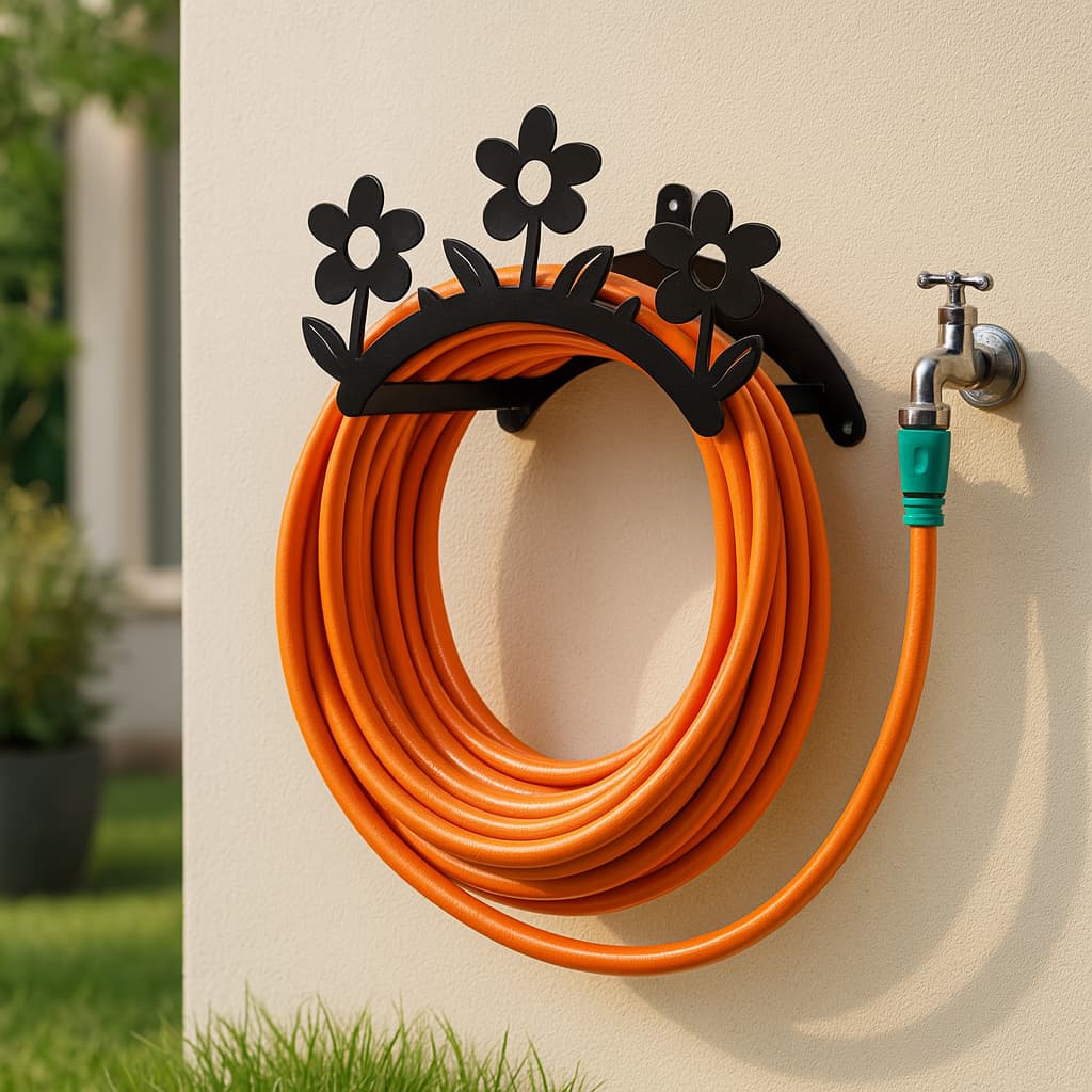 Suporte para mangueira organizador de mangueira jardim em aço suporte fixo de parede FLOR