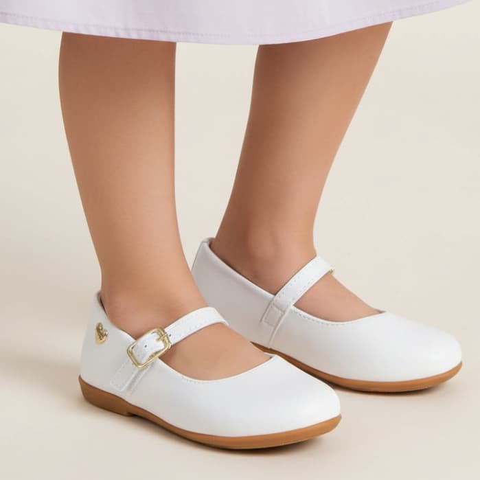 Sapatilha Infantil de Menina Sapato Boneca Sintético Liso Dama Daminha