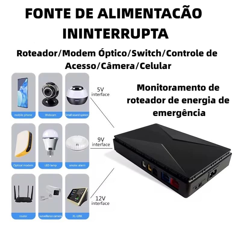 Mini Ups Nobreak Com Saida DE 2600mAh X4 e Rede Bivolt 18W / 35W Lelong MAX 4011 MAX 4010