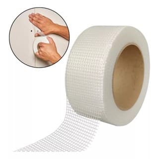 Fita Telada Adesiva Fibra de Vidro 48mm x 20m Drywall Branca Reposicionável Anti-Trinca