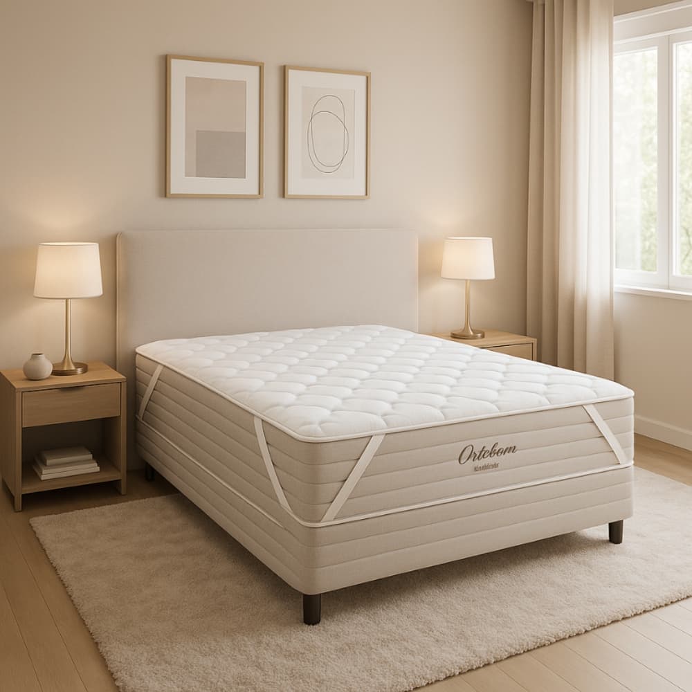 Pillow Top Protetor de Colchão Ortobom 200 Fios 100% Algodão Hipoalérgico Solteiro Casal Queen King