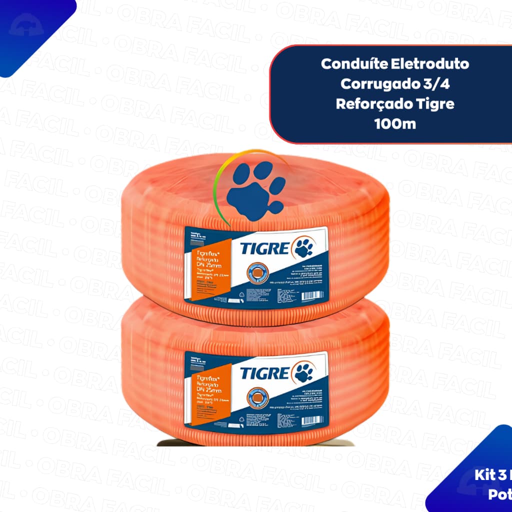 Kit 2 Eletroduto Conduíte Laranja Laje 3/4 25mm Rolo 50m Tigre