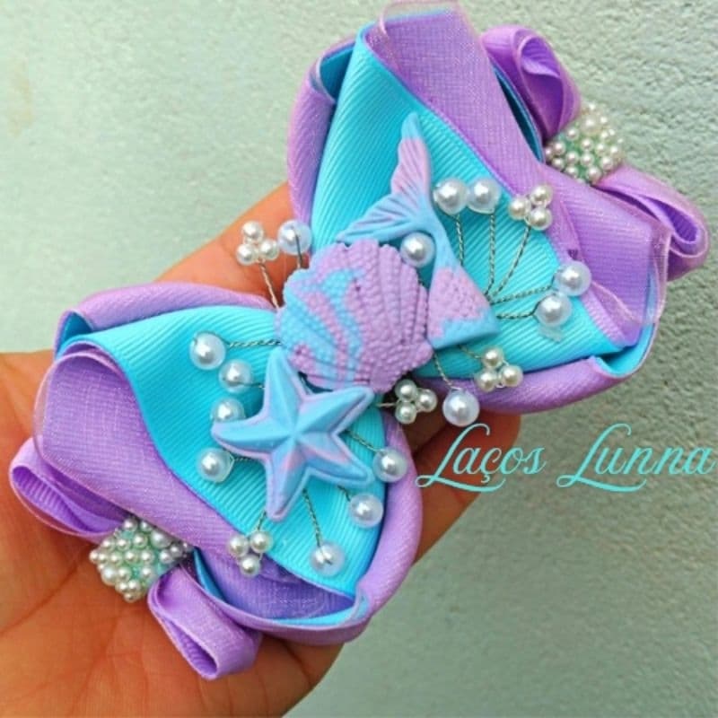 laço pequena sereia Ariel / laço fundo do mar/ laço estrela do mar