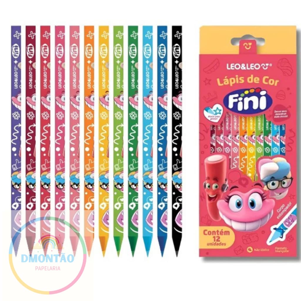 Lápis de Cor Triangular Estampado Fini - Caixa com 12 Unidades Leo&Leo