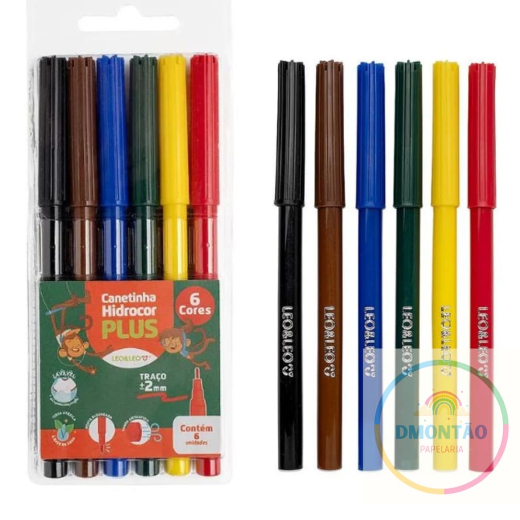 Hidrocor 06 Cores Lavável Plus Estojo Leoeleo