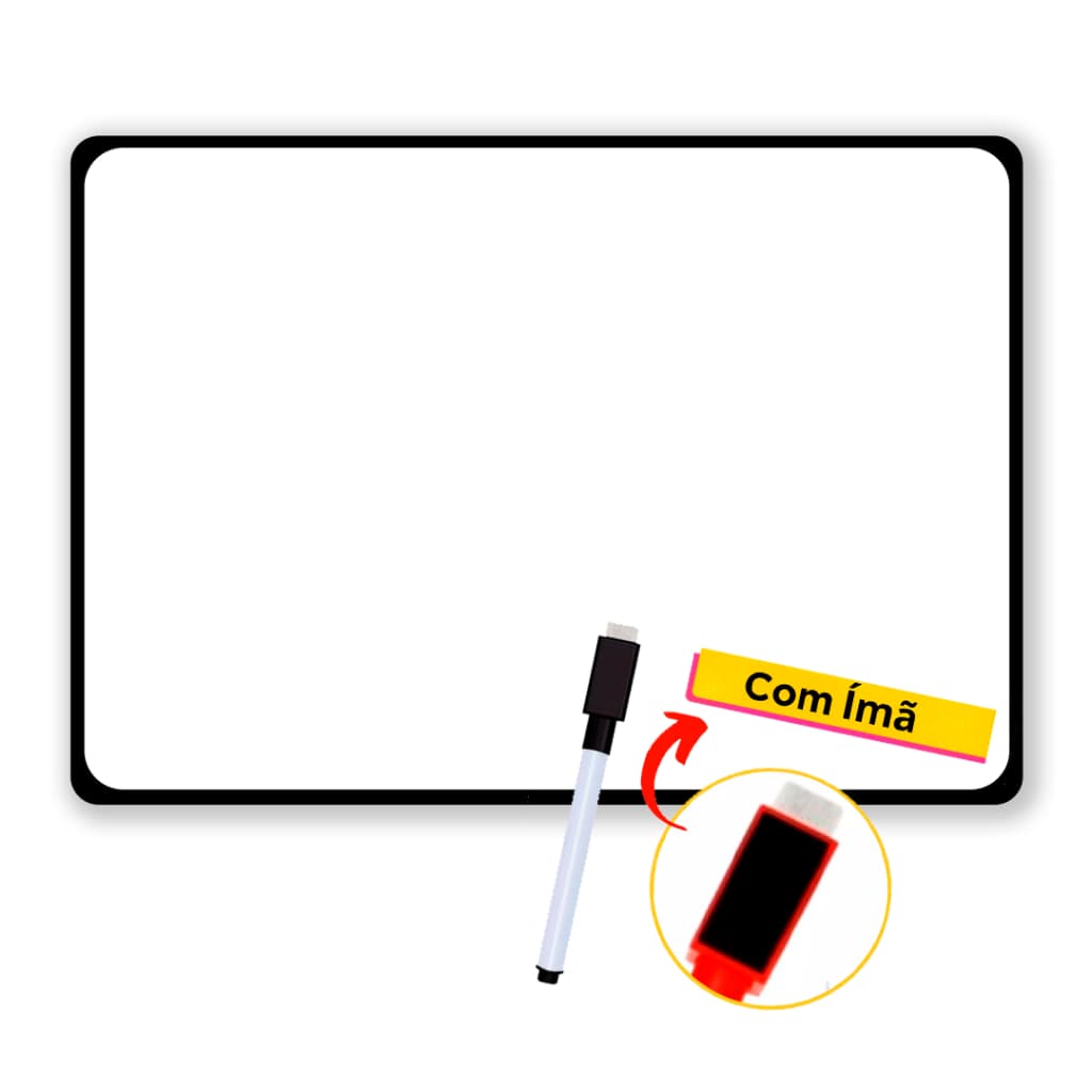 Imã de Geladeira Lousa Magnética e Caneta que Escreve  e Apaga  - Liso - 29x21cm