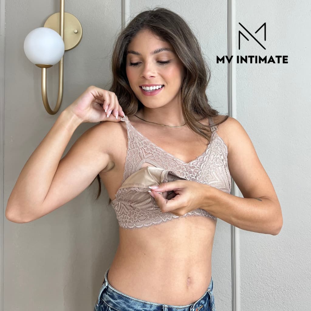 Sutiã de Amamentação em Renda Reforçado Gestante Pós Parto