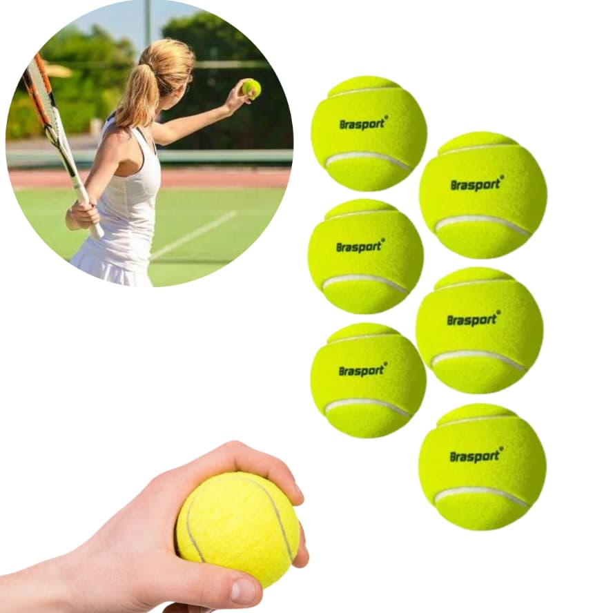 Kit 6 Bolas de Tênis Verde para Treinamento Esporte Lazer Brasport