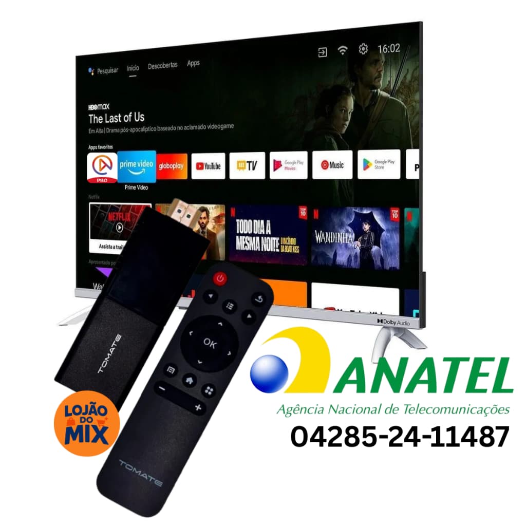 NOVO FIRE STICK TV TOMATE MCD-123 WIFI 5G 2.4 ANDROID TV