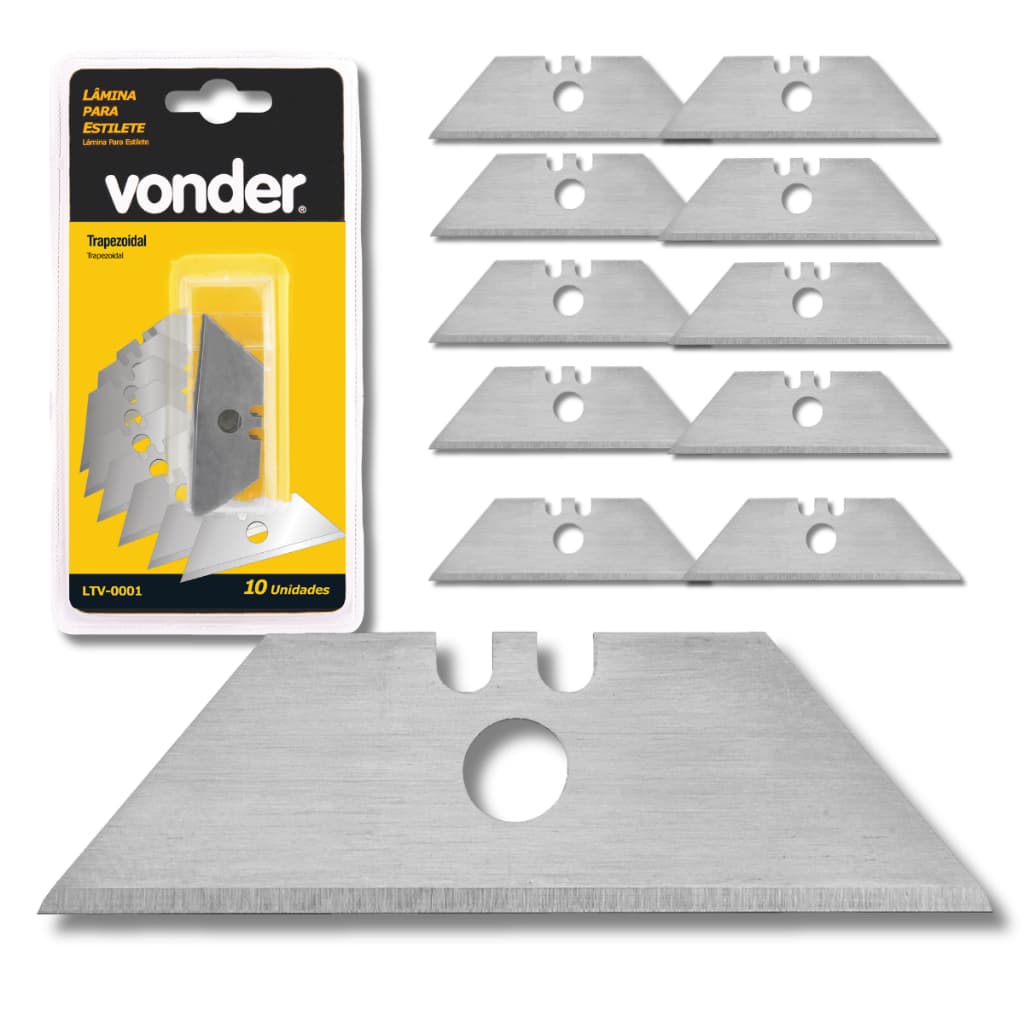 Kit 10 Lâminas Trapezoidais Para Estilete Vonder Refil Corte Preciso