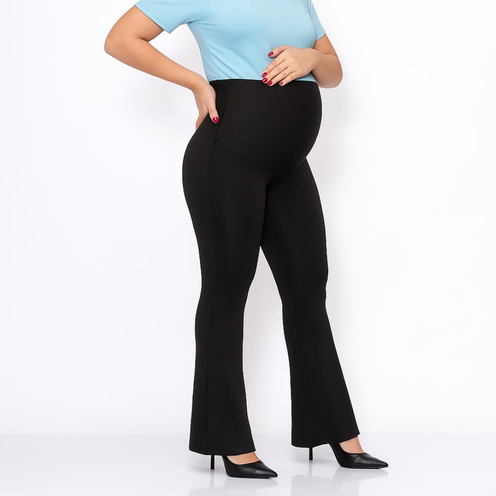 Flare Para Grávida Calça Gestante Maternidade Cós Alto Sustenta Barriga