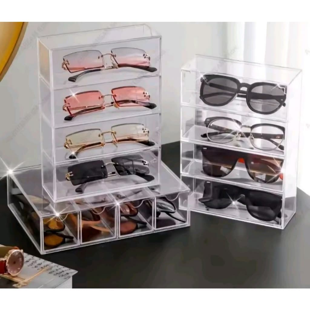 Organizador de Óculos, Relógios e Acessórios em Acrílico Transparente com Gavetas Deslizantes