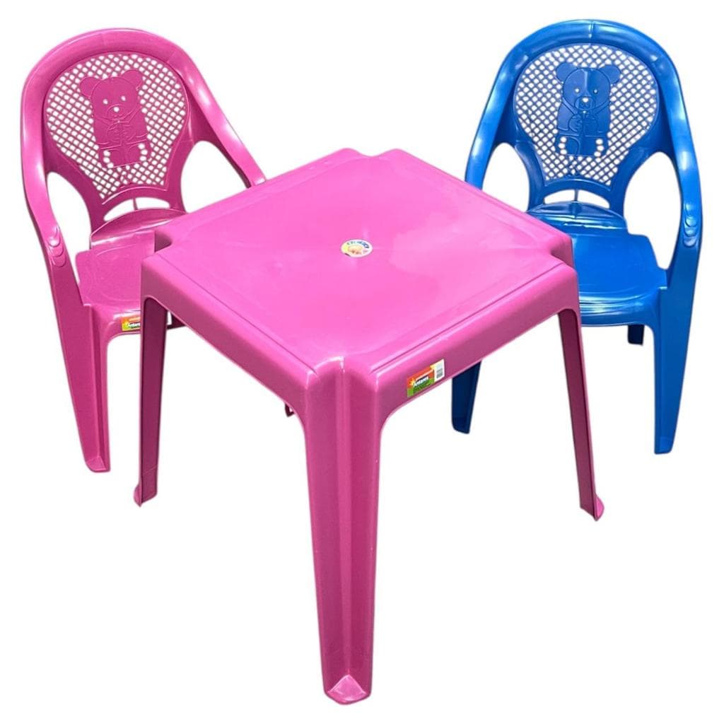 Mesa E Cadeira Infantil Azul Rosa Criança Pintar colorir comer colorida Resistente Decorada Estudo